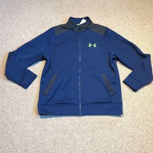 Under Armour Cold Gear Storm Full Zip Jacket Mens L Blue Green Loose Athletic